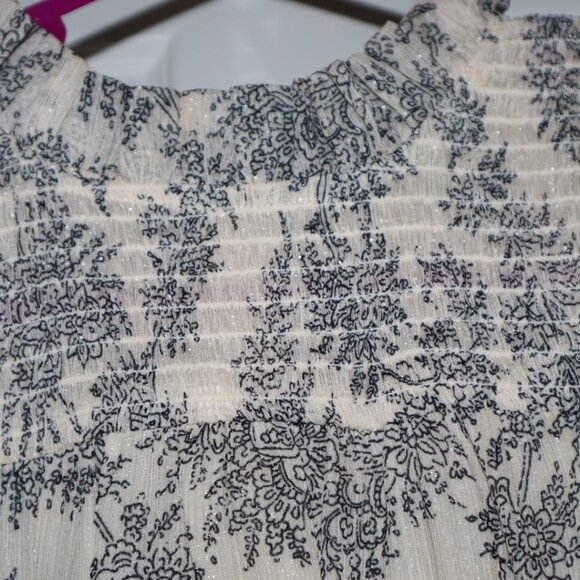 Ann Taylor | Shimmer Ruffle Floral Blouse, Size S - Picture 4 of 8